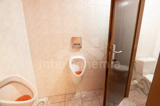 Pánské toalety v přízemí v hale 2x pisoár 1x WC